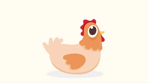 A happy animated chicken bobs its head up and down in an adorable cartoon f.. Stock Footage 338398552