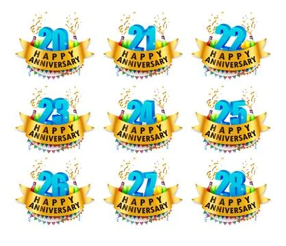 Happy Anniversary Celebration Sets, Vector Illustration Stock Illustration