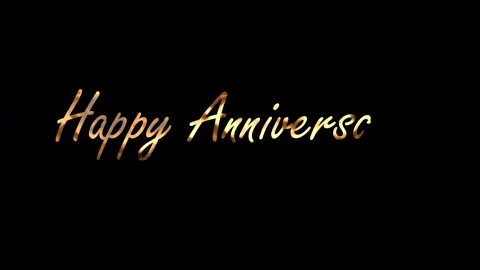 Happy anniversary in elegant golden script font suitable for greeting cards Video stock 325833306