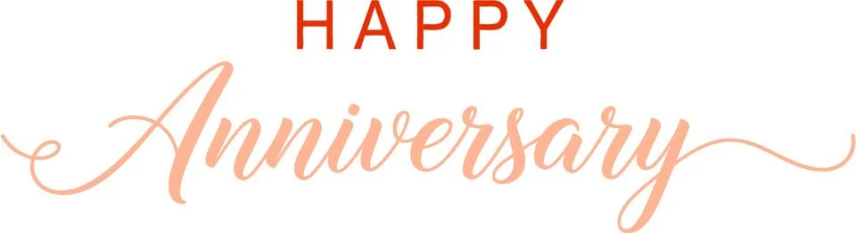 Happy Anniversary Elegant Script Text Isolated on White Background, Celebrati Stock Illustration