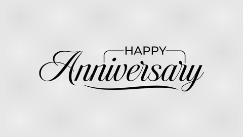 Happy Anniversary Handwritten Script Animated Text with black and blue colors Stock Footage 313817593