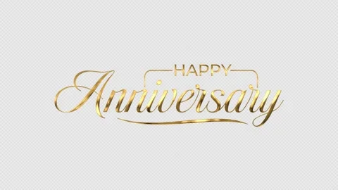 Happy Anniversary Handwritten Script Animated Text with gold and silver color Stock Footage 313817599