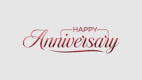 Happy Anniversary Handwritten Script Animated Text with red and green colors Stock Footage 313817601