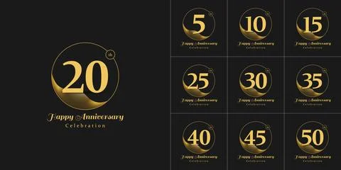 Happy Anniversary logo vector set Stock Illustration