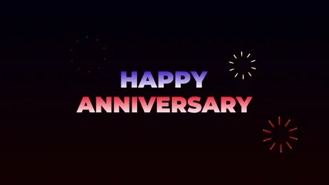 Happy Anniversary text animation on black and grey background Gradient text lett Stock Footage 337117986