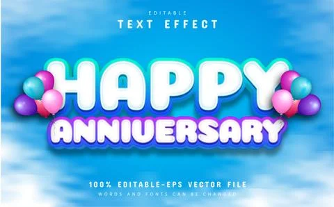 Happy anniversary text effect editable Stock Illustration
