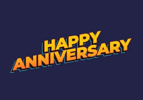 Happy anniversary. Text effect in yellow color. 3D look Stock Illustration