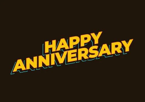 Happy anniversary. Text effect in yellow color. 3D look 스톡 일러스트