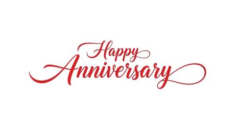 Happy Anniversary Text - Red Script Font on White Background Stock Illustration