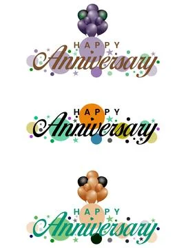 Happy Anniversary Typographic Vector Design with Multicolour Confetti and b.. Stock Illustration