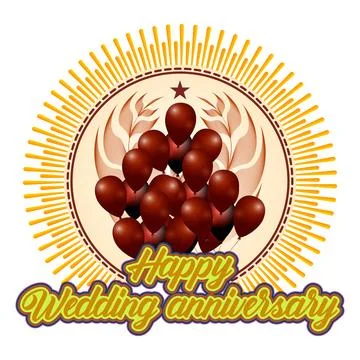 Happy Anniversary Typography Vector Design with Greeting Cards, Confetti Stock Illustration