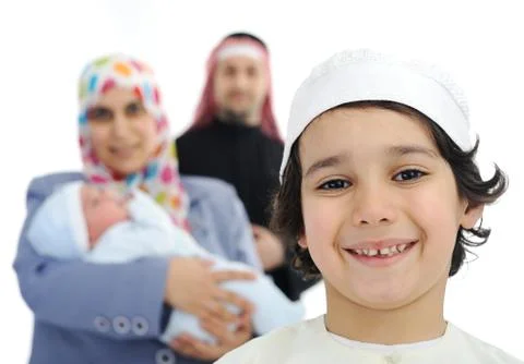Happy arabic family Stock Photos