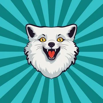 Happy arctic fox head Stock Illustration