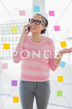 Happy artist calling on phone Stock Photos