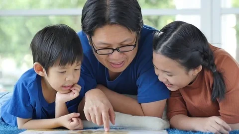 Family Education Asian Stock Video Footage 