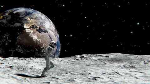 Happy Astronaut on the moon surface loop animation. Satisfying Video. Video stock 276411083