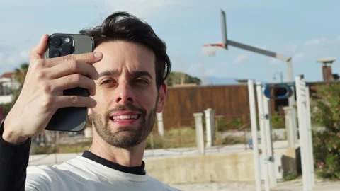 Happy Athlete Taking A Selfie Stock Footage 275247788