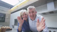 Happy Attractive Mature Couple Having A Video Chat From Computer Screen's Pov Stock Footage