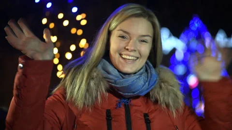 Happy attractive young woman having a video chat Stock Footage 59164352