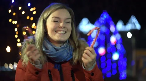 Happy attractive young woman having a video chat Stock Footage 59164806