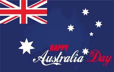 Happy Australia Day Creative Text Design with Flag Stock Illustration