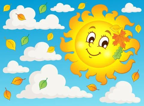 Happy autumn sun theme image - eps10 vector illustration. Stock Illustration