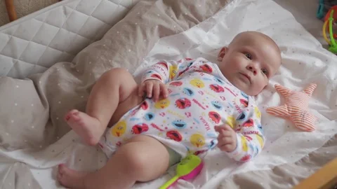 Happy baby on back Video stock 72313185