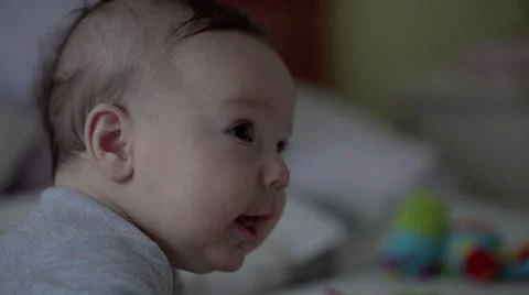 Happy baby lying close up Stock Footage 59985653