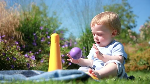 Happy baby playing Stock Footage 137101341
