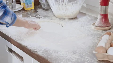 Happy baker home kitchen Stock Footage 177972980