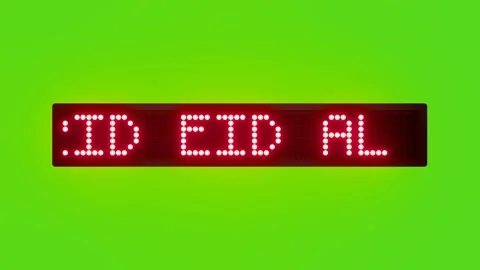 HAPPY BAKRID EID AL ADHA MUBARAK Scrolling Red Dot Matrix LED Text Animation on Stock Footage 317365382