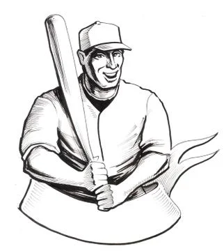 Happy baseball player Stock Illustration