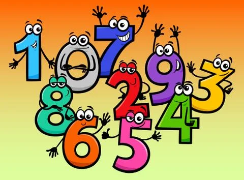 Happy basic numbers cartoon characters イラスト素材