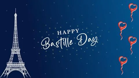 Happy bastille day background with eiffel tower vector illustration Stock Illustration