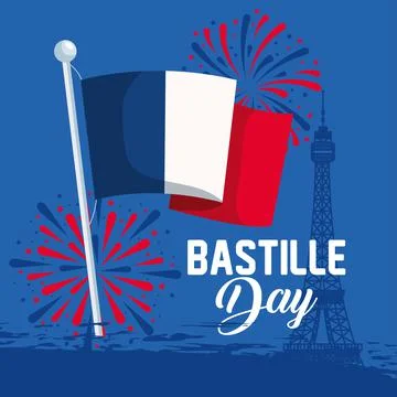 Happy bastille day flag Stock Illustration