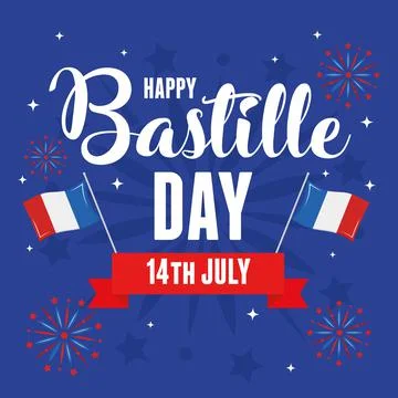 Happy bastille day flags Stock Illustration