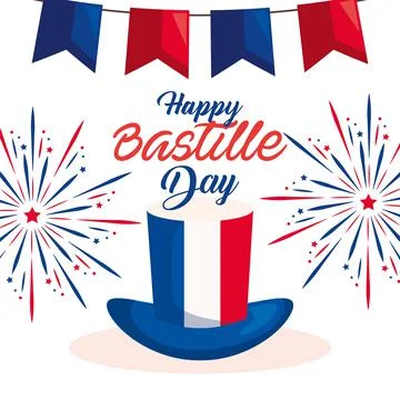 Happy bastille day hat Stock Illustration