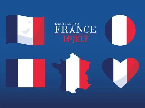 Happy bastille day set Stock Illustration
