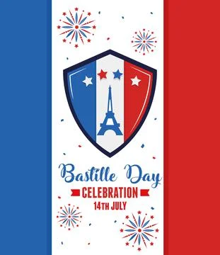 Happy bastille day shield Stock Illustration
