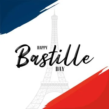 Happy bastille day template with eiffel tower landmark on background Vector Stock Illustration
