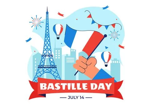 Happy Bastille Day Vector Illustration on July 14, featuring the French Fla.. Stock Illustration
