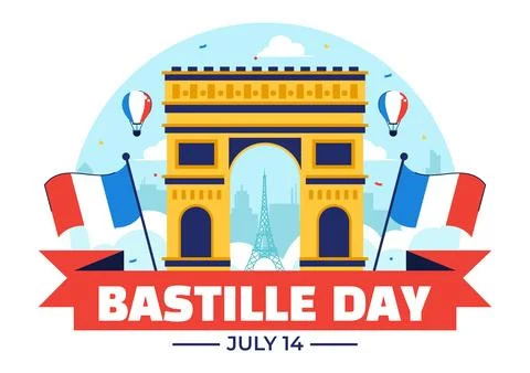 Happy Bastille Day Vector Illustration on July 14, featuring the French Fla.. Stock Illustration