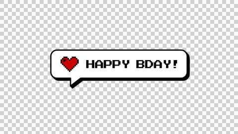 Happy Bday! 8-bits pixel art comment balloon in neubrutalism style. Stock Illustration