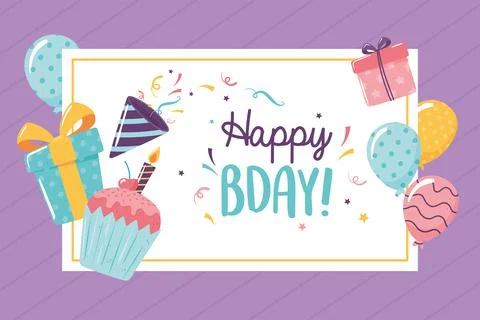 Happy bday greeting Stock Illustration