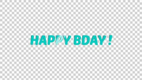 'Happy Bday!' shiny 3D text image on a transparent background. Stock Illustration