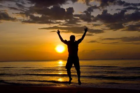 Happy on the beach 스톡 사진