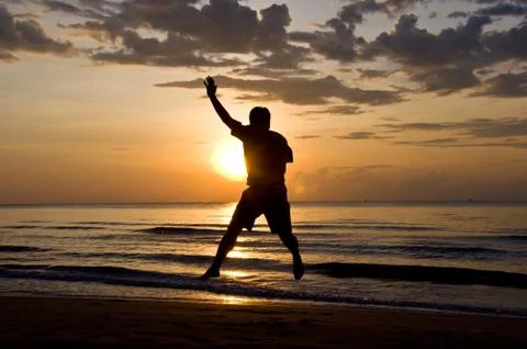 Happy on the beach 스톡 사진