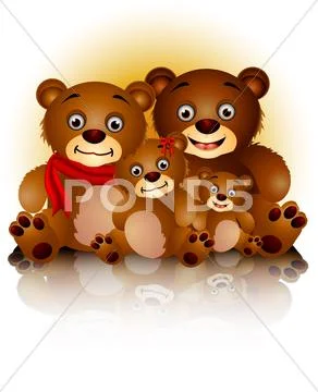 Happy bear family in harmony Stock Illustration