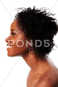Happy Beauty face from side Stock Photos