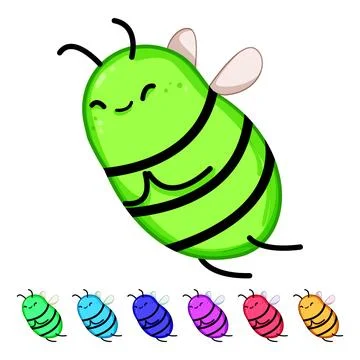 Happy bee character cartoon vector graphic Stock Illustration